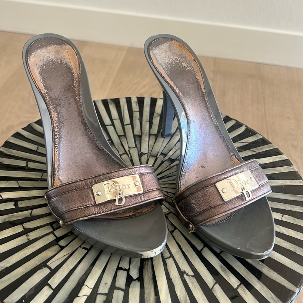 Christian Dior Logo Silver sandals